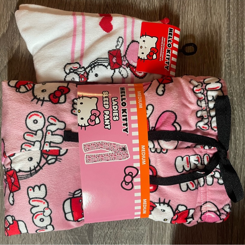 Hello kitty pajama pants and socks bundle